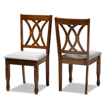Baxton Studio Augustine Grey Upholstered and Walnut Wood 2-Piece Dining Chair Set 165-10548